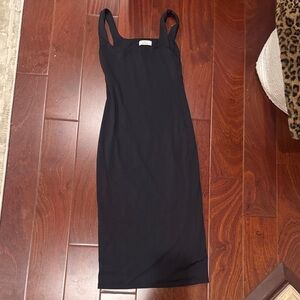 Aritzia Black Square-Neck Midi Dress